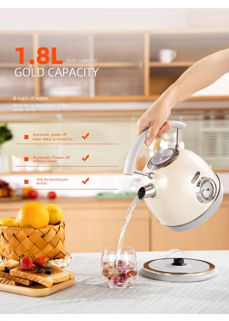 Purple Electric Kettle Boiling Water 304Stainless Steel Automatic Power  Antidry Double anti-scald 1500w 1.5L