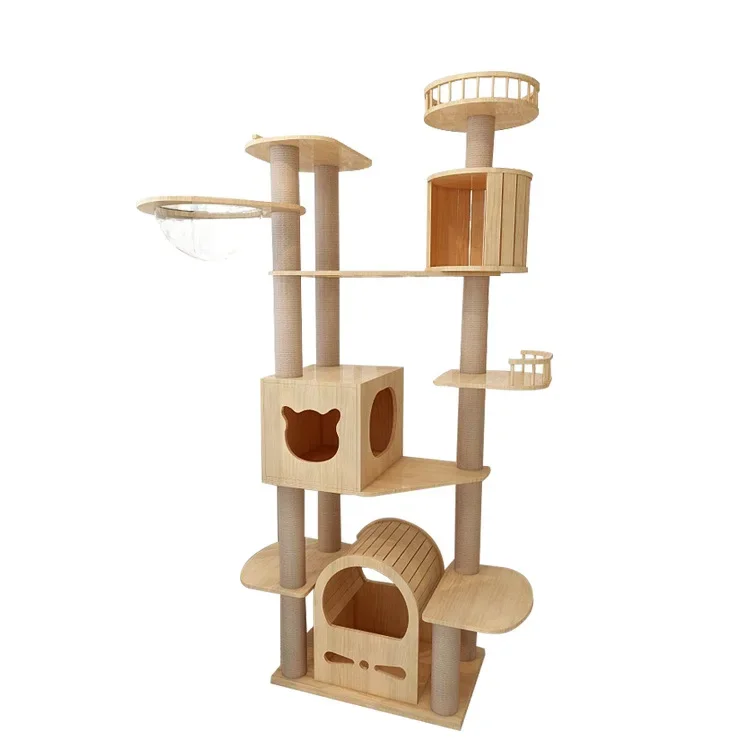

Meng cat climbing frame solid wood nest space capsule large rack cat platform villa