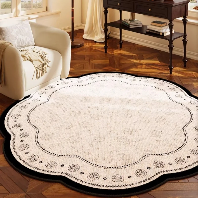 Retro Style Bedroom Decor Carpet Light Luxury Carpets for Living Room French Irregular Shape Lounge Rug Home Thickened Floor Mat 2