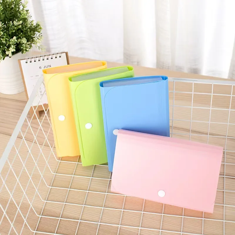 Candy four-color Expanding File Folder, Subdivision Accordion File Folder Mini Organizer PP,12 Pockets with Tabs and Check