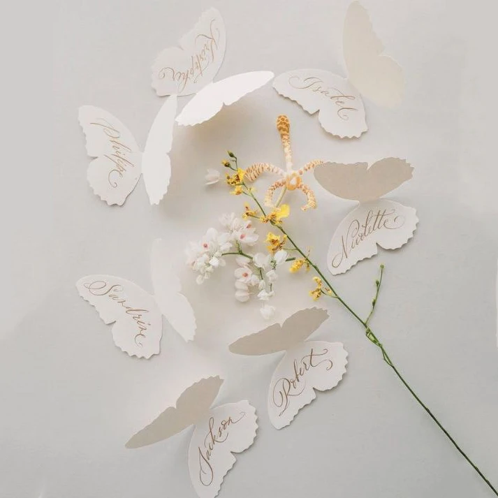 Butterfly Name Card Place Wedding Invitation Party Dinner Menu Table Decor Supplies Personalized Text Design Print RSVP
