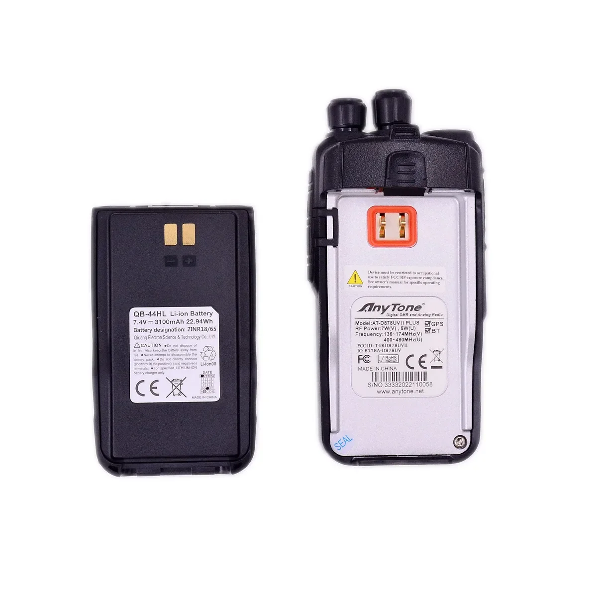 Authentic AnyTone QB44HL Li-ion Battery Pack DC7.4V 3100mAh 22.94WH Optional USB C port for AT868 AT878UV II Plus Accessory 6