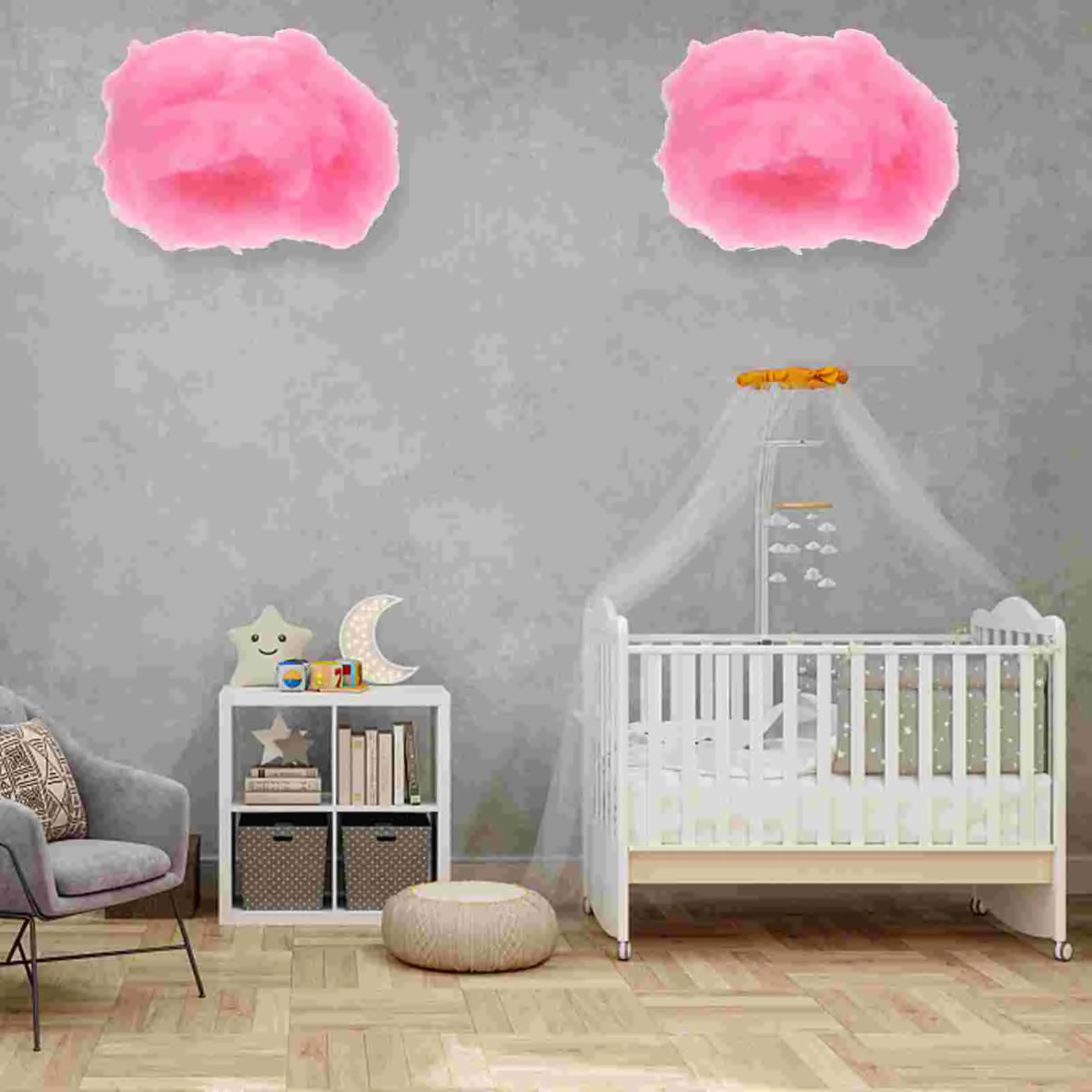 4 Pcs Cloud Nursery Decor Artificial Props Wall for Ceiling Baby Shower Decorations Cotton Hanging 5