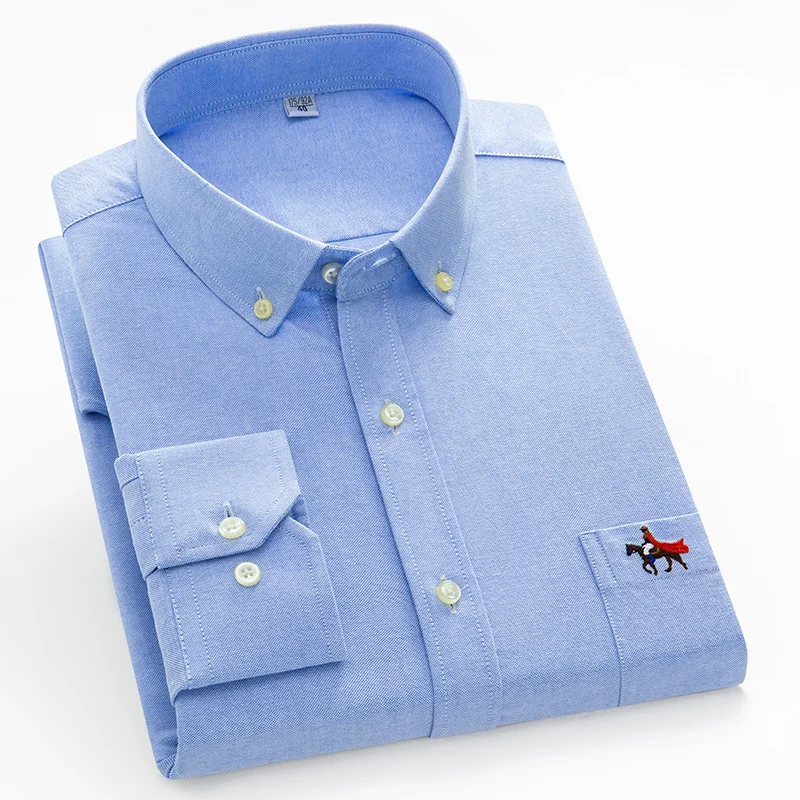 cotton shirt,long sleeve shirt,men casual shirt Plus Size Men's Long Sleeve Shirts 100% Cotton Oxford Wash