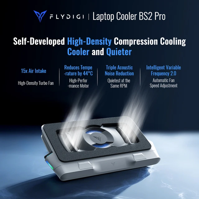 Flydigi BS2 pro refroidisseur d'ordinateur portable overclockage pression Air double réduction du bruit Intelligent fréquence Variable support d'ordinateur nouveau 1