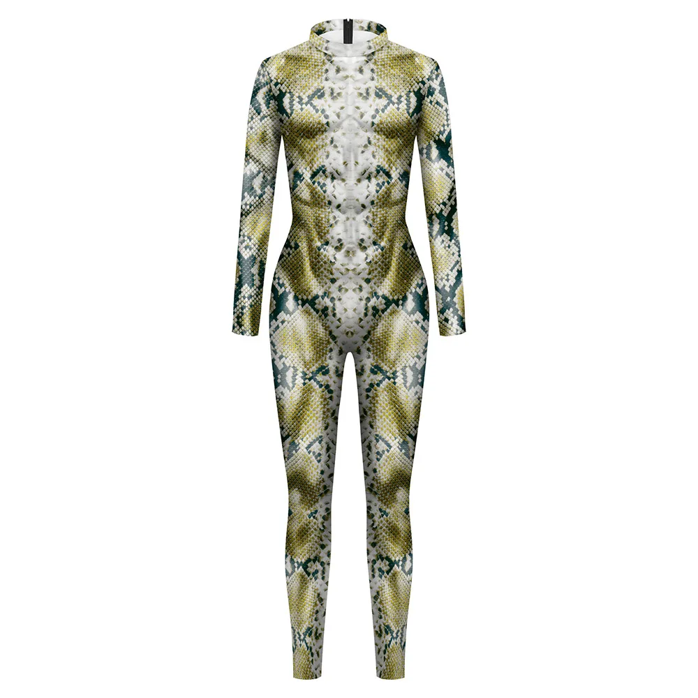 Animal Snake Pattern Muscle Suit Bodysuit Cosplay Costumes Woman 3D Digital  Printing Sexy Long Sleeve Jumpsuit Catsuit Women - AliExpress