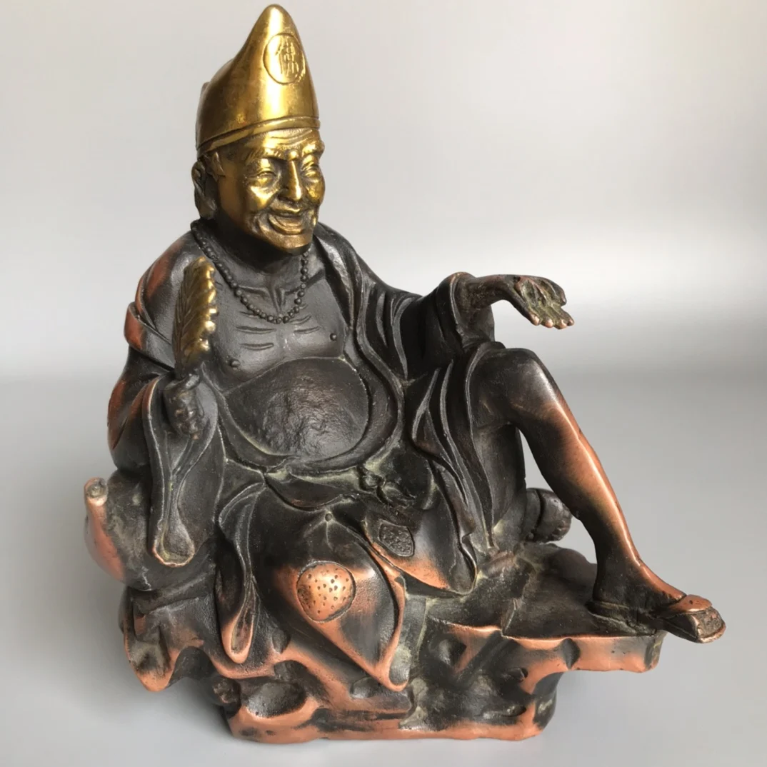 

Exquisite antique pure copper living Buddha Jigong town house to ward off evil spirits, cure diseases and keep safety ornaments