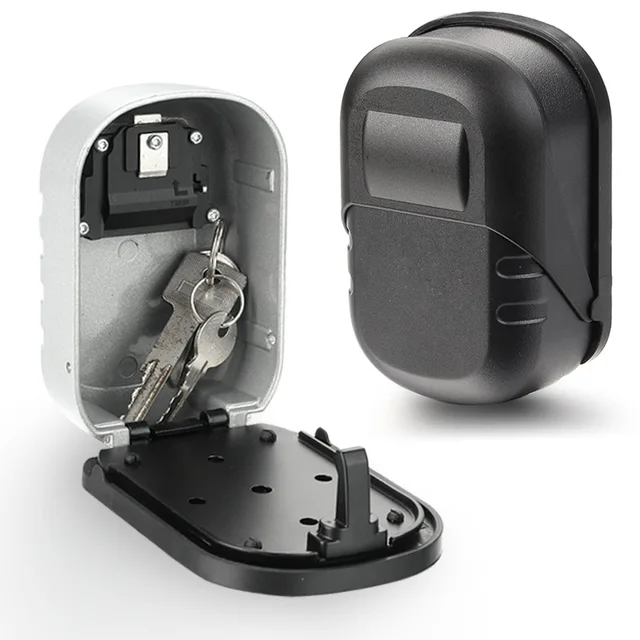 Key Lock Box Wall Mounted Aluminum alloy Key Safe Box 4 Digit Combination Key Storage Lock Box Indoor Outdoor Keys Storage Box 5