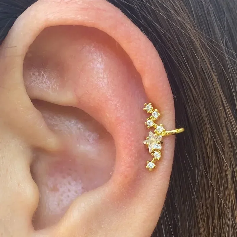 Ear Clip Earrings No Pierced Crystal Star Earcuff Ear Wrap Clips Jewelry For Women