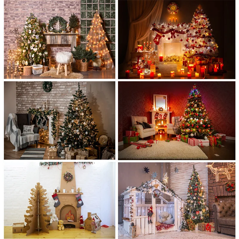 

SHUOZHIKE Art Fabric Christmas Day Indoor Theme Photography Background Christmas Tree Backdrops For Photo Studio Props CHM-126