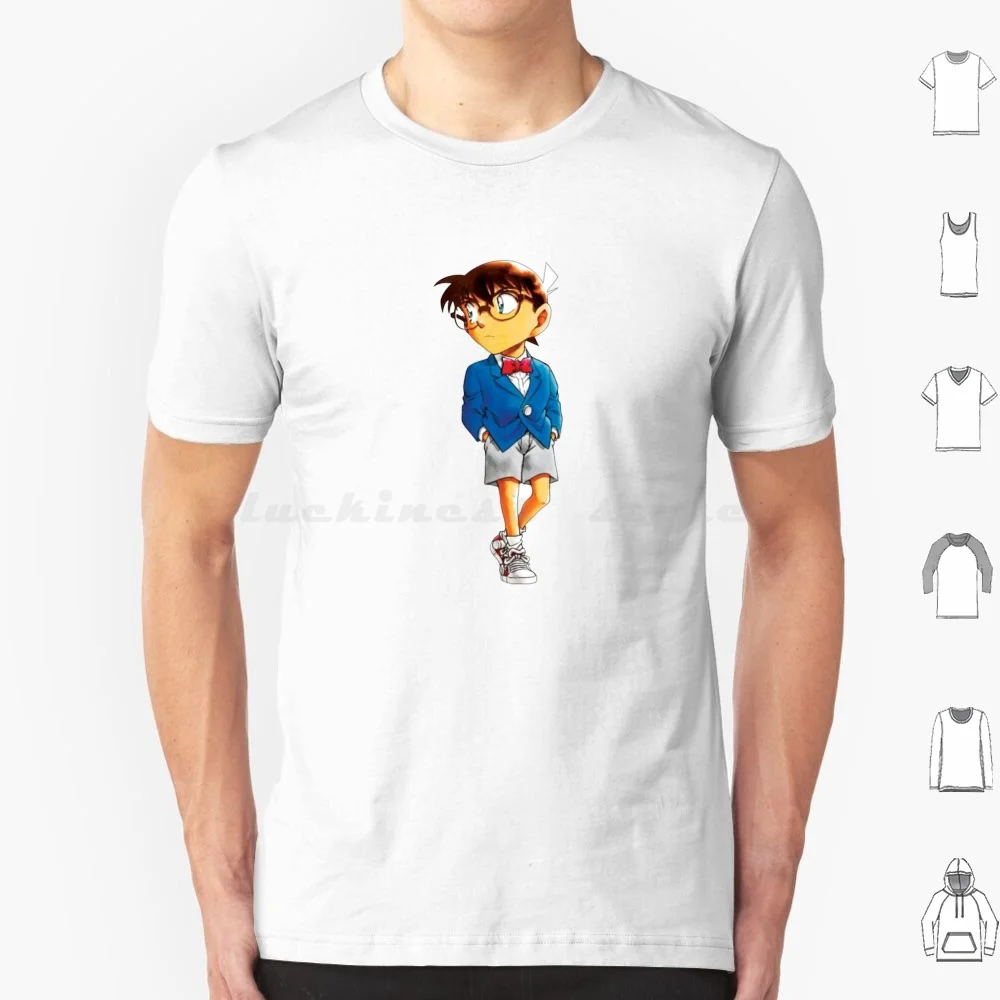 Blue Outfit T Shirt Big Size 100% Cotone Manga Detective Conan Anni '90 Retro Cute Comics Detective Conan Case Chiuso Conan Edogawa
