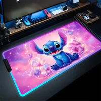 RGB Stitch Luminous Mouse Pad PC Kawaii Anime Colorful Mousepad XXL Gamer Cabinet Keyboard Rug Laptop Gaming Extended Desk Mat - Image 2