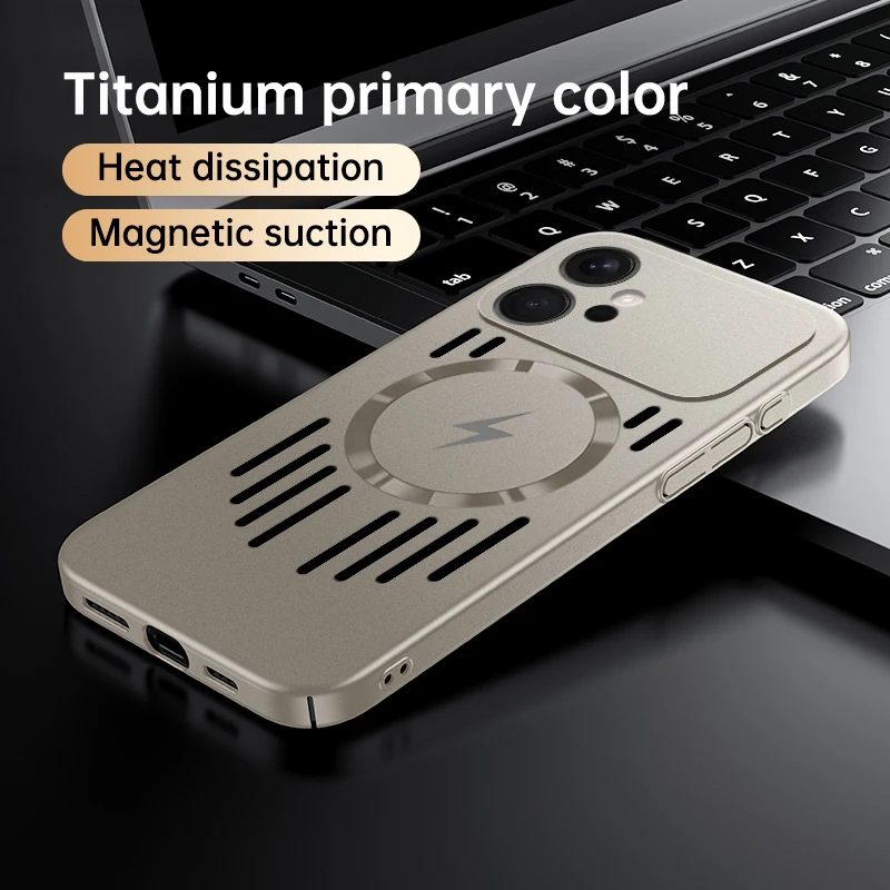 Sleek Magnetic Ice Cooling Case with Metal Paint Finish - Supports Wireless Charging