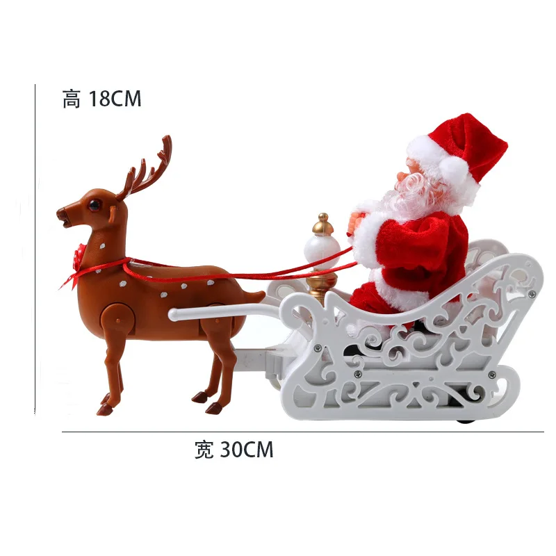 Deer Pulling Cart Music Electric Santa Claus Children's Toys Christmas Gifts Desktop Christmas Decorations Decorations