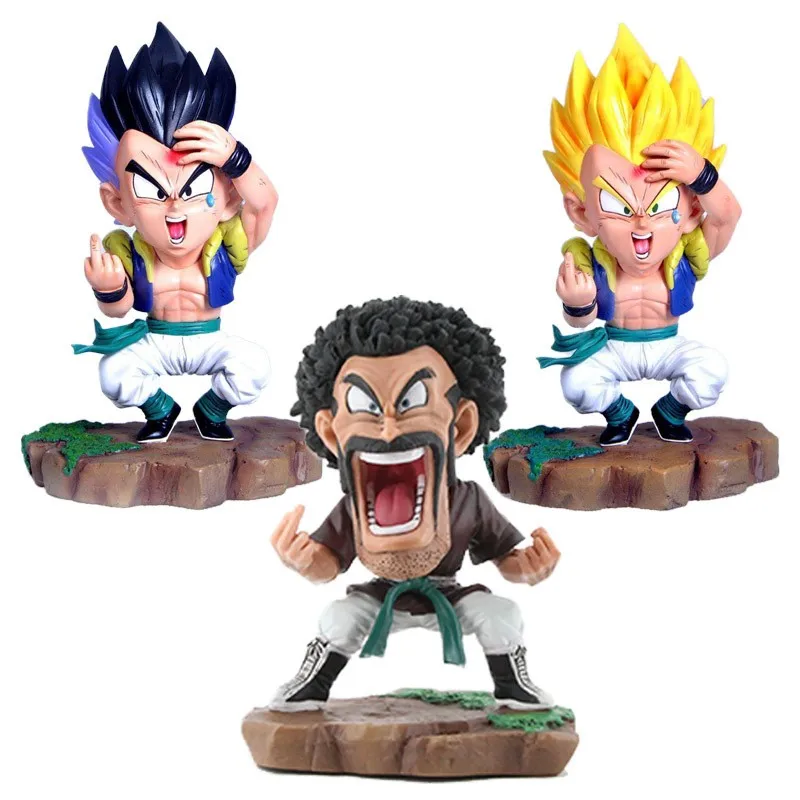 Dragão bola spoof engraçado figura ereto dedo médio 10-16cm preto rosa goku  buu célula gotenks