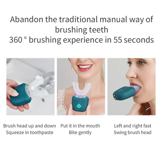 Electric Toothbrush for Adult Automatic USB Charge U-Shaped Toothbrush 360 Degrees Intelligent Rechargeable Toothbrus 5