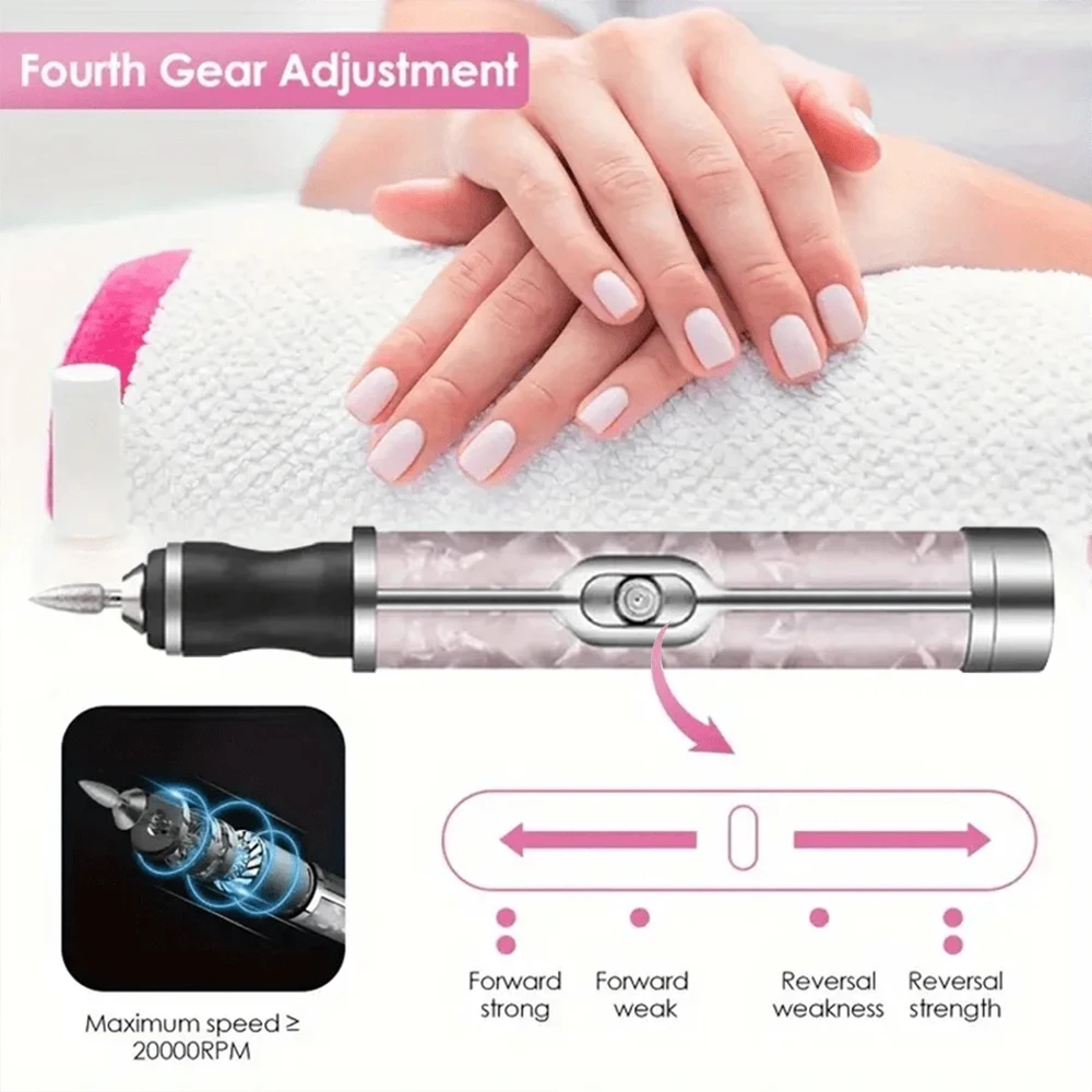 LINMANDA Wireless Nail Drill Pen Nail File Polishing Pen USB Rechargeable 20000RPM Electric Nail Drill Machine Manicure Tools 2