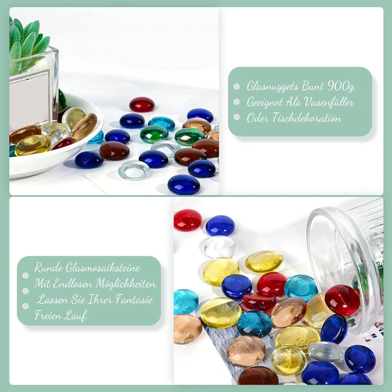 Mini Glass Gems, Mixed Colour Mancala Stones Flat Bottom Marble Beads For Home Decorative Art Craft Vase Filler Easy To Use 5