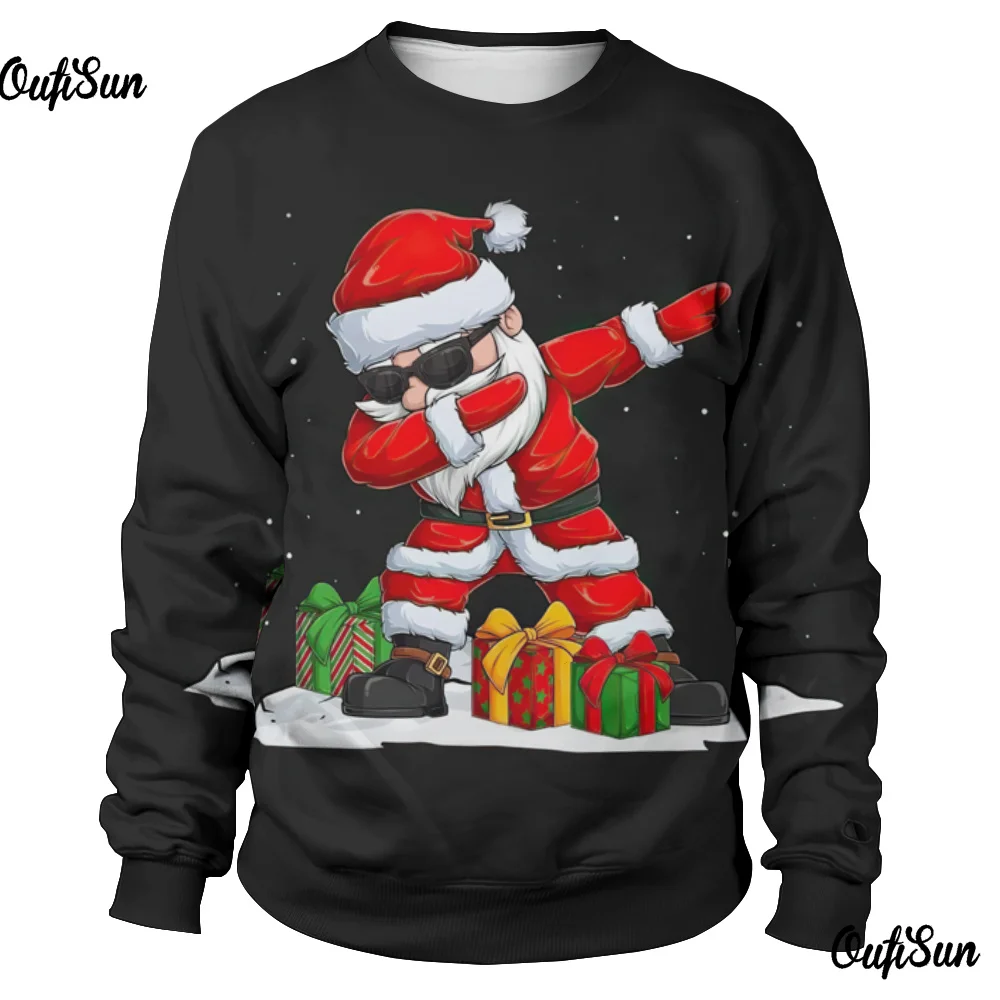 Merry Christmas Hoodies For Men Hatless Sweatshirt Funny Santa