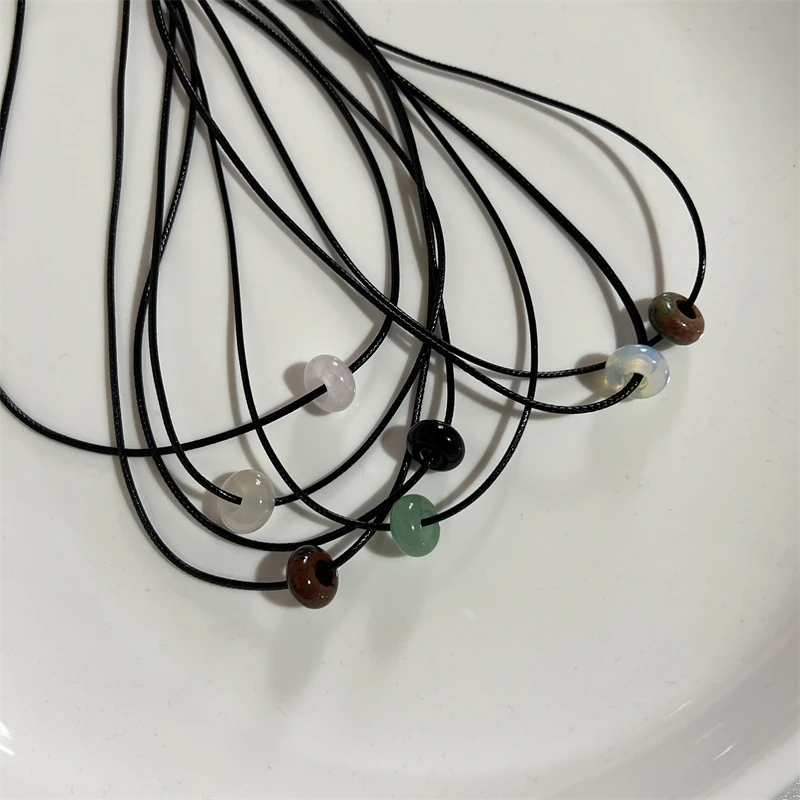여성용 천연 스톤 크리스탈 펜던트 목걸이, 한국 트렌드, 심플한 카와이 로프 체인 초커, 빈티지 주얼리, 패션 