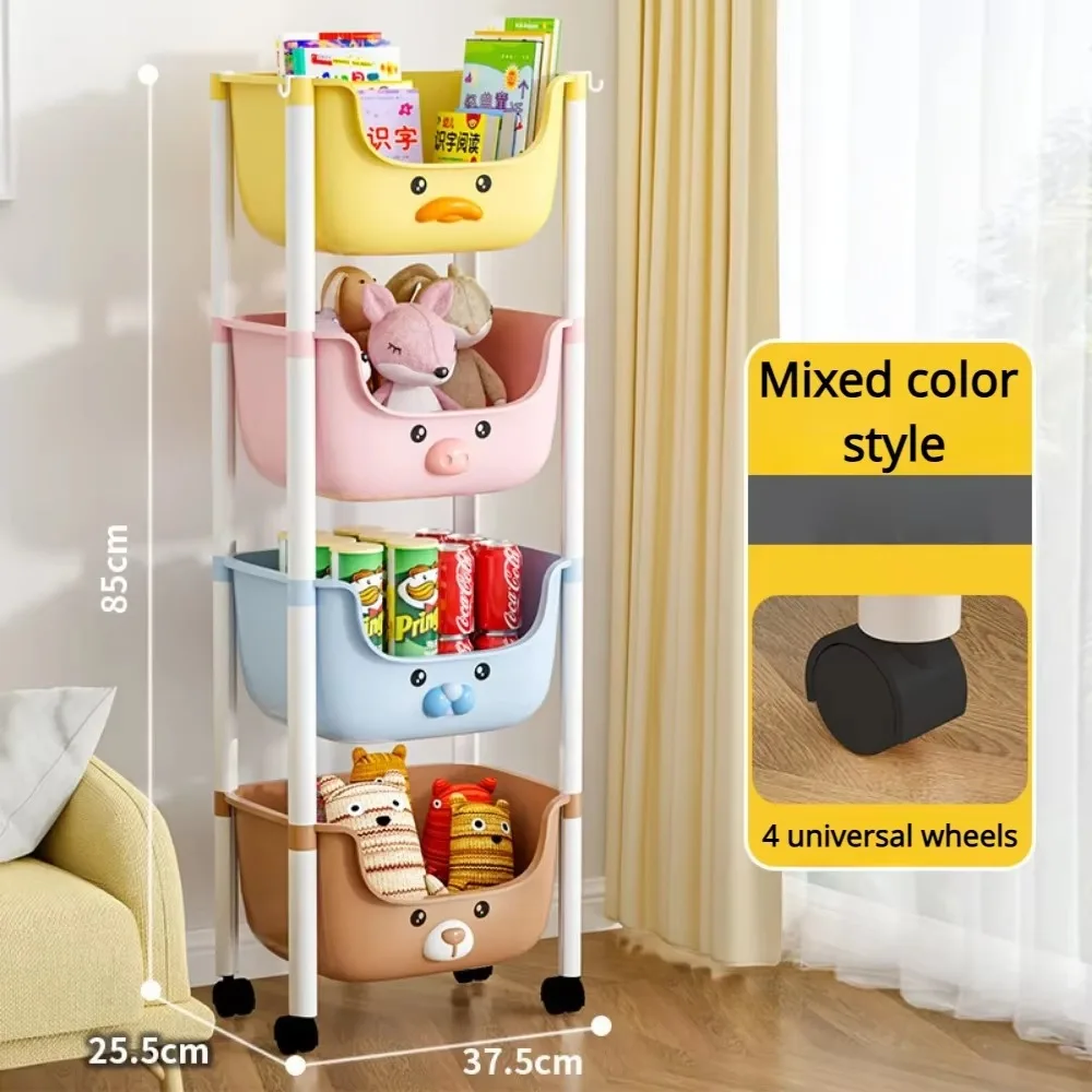 Toy Storage Trolley for Miscellaneous Items U-Shaped Opening Design Household Multi-Layer Kitchen Fruit Vegetable Storage Rack