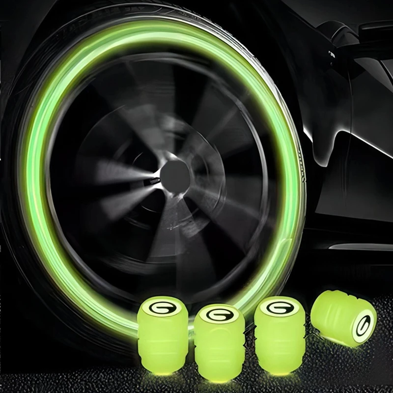 Luminous Valve Caps Fluorescent Green Blue Night Glowing Car Motorcycle Bicycle Wheel Styling Tyre Hub Universal Cap Decor 4Pcs