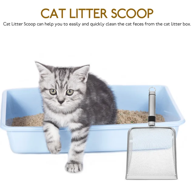 28.5X14X6Cm Stainless Steel Cat Litter Scoop Non Stick Metal Sand Sifter Pet Litter Box Tool Large Capacity 10 Mesh 2X2Mm Screen 3