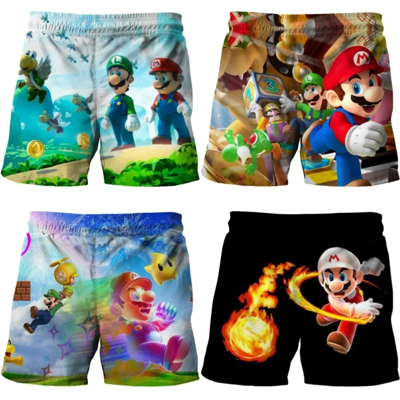 Super Marios Bros Pantaloncini Casual Da Uomo Cosplay Anime Figure Luigi Bowser Yoshi Shorts Surf Running Quick Dry Boardshorts