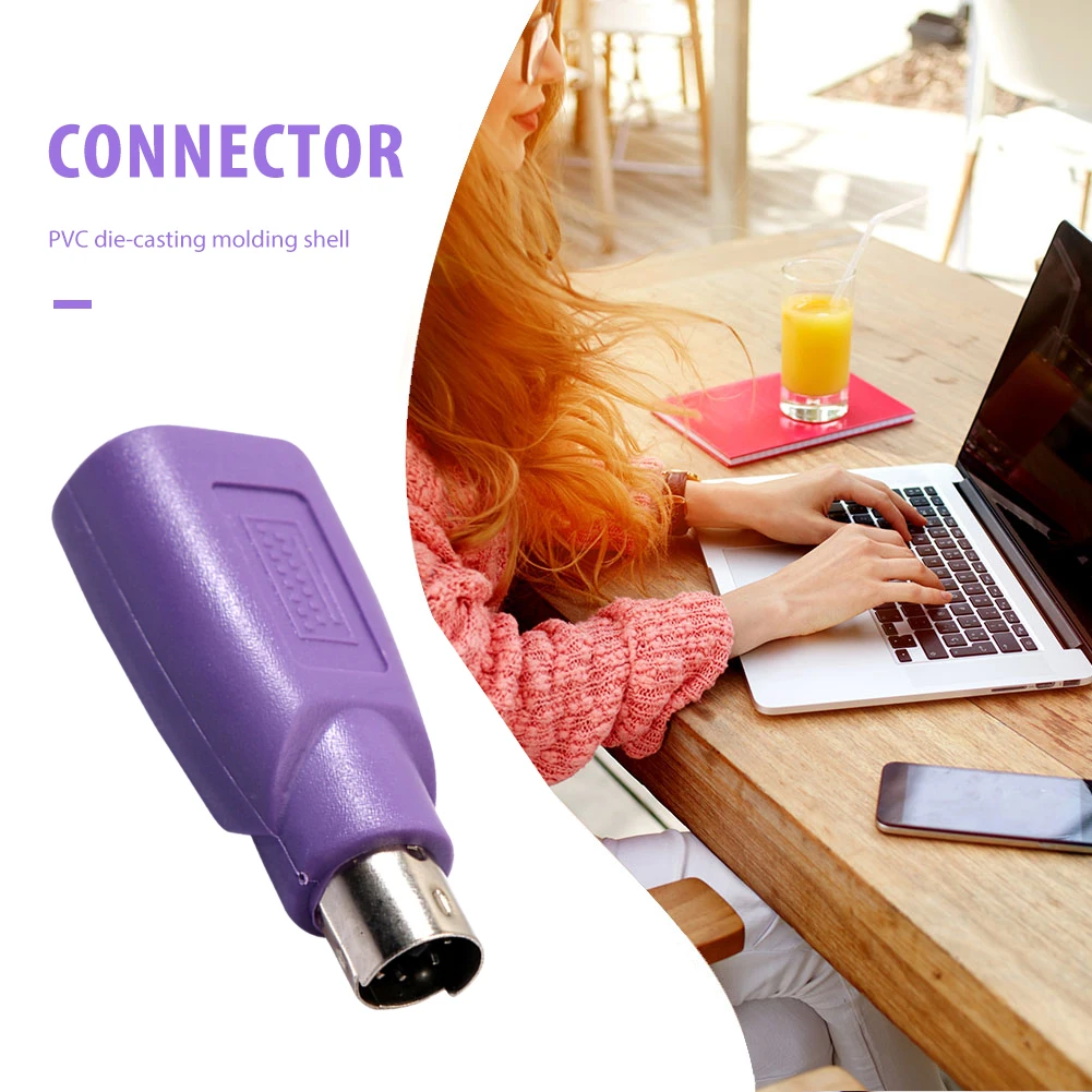 2/5pcs PS2 남성-USB 여성 변환기 보라색 연결 장치 컴퓨터 마우스 키보드 어댑터 컴퓨터 액세서리