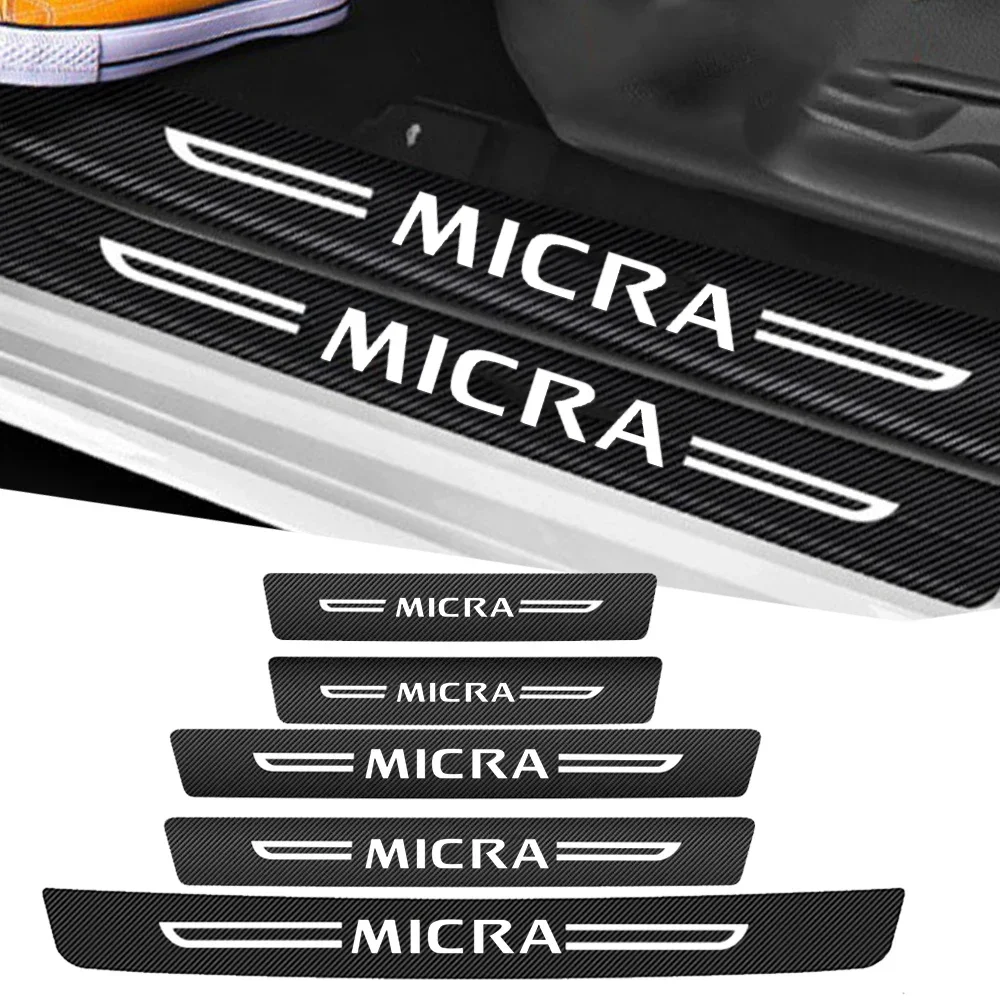 

Carbon Fiber Car Door Pedal Strips for Nissan Micra Logo Auto Door Threshold Sill Protective Rear Trunk Bumper Guard Stickers