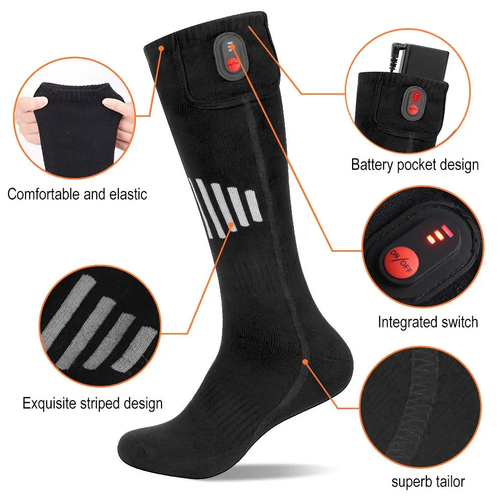 Electric Thermal Socks Adjustable Warm Comfortable Socks Rechargeable Anti-Cold Winter Cycling Fishing Camping Heated Socks