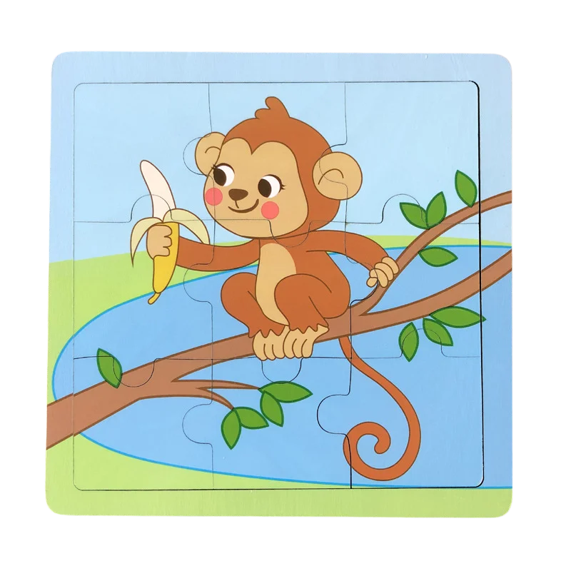 Enhanced Wooden Puzzle Set for Toddlers - Cartoon Animals & Vehicles Educational Toy