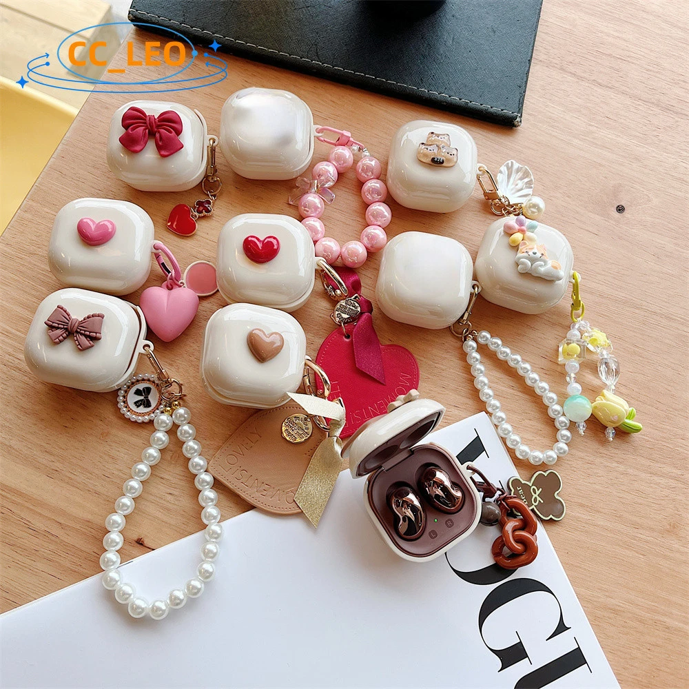 Per Samsung Galaxy Buds Fe Case Creative Pearl Bracciale Ciondolo Samsung Galaxy Buds2 Pro/Buds Live Cover Protettiva Ciondolo Carino
