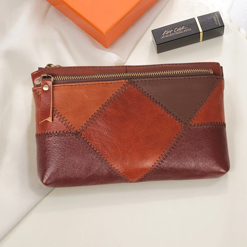 Women Wallet Fashion Genuine Leather Zipper Delicate Mobile Phone Coin Purse Female Designer Brand Purse Multifunctional Student