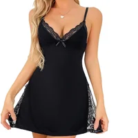 Mode femme Lingerie Sexy avec Perspective pyjama érotique Slip Mini robe robes licou doux sommeil chemise de nuit Homewear 2025 5