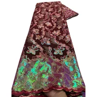 Sequence African Lace Fabric 5 Yards 2026 High Quality Sequin Nigerian Wedding Asoebi Lace Material Luxury Fabrics For Dress