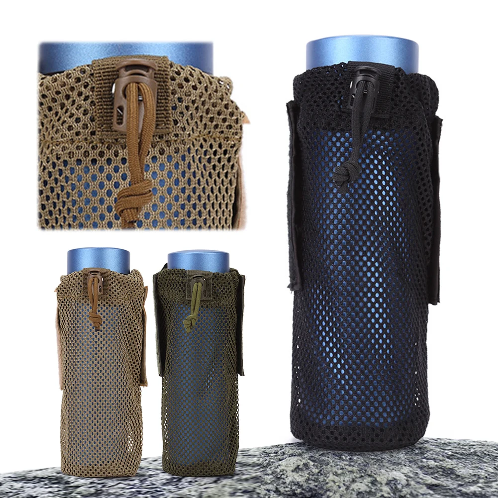Cycling Water Bottle Pouch Oxford Cloth Mesh Water Bottle Sleeve Bag Multifunctional Foldable Mesh Kettle Pouch for Backpack