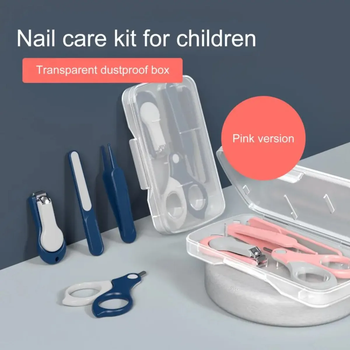 4PC Newborn Baby Nail Scissor Baby Nail Care Tool Kid Safe Portable Clipper Trimmer Tweezer with Box Children Manicure Kit