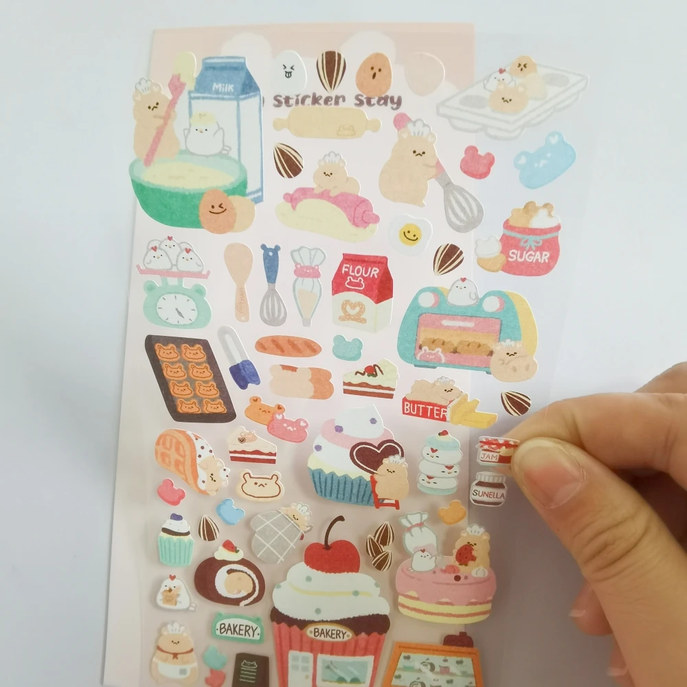 BONITO Cake Desserts Cute Hamster Bakery Stickers Scrapbooking Diy Journal Diary Stationery Sticker School Supplies Gift