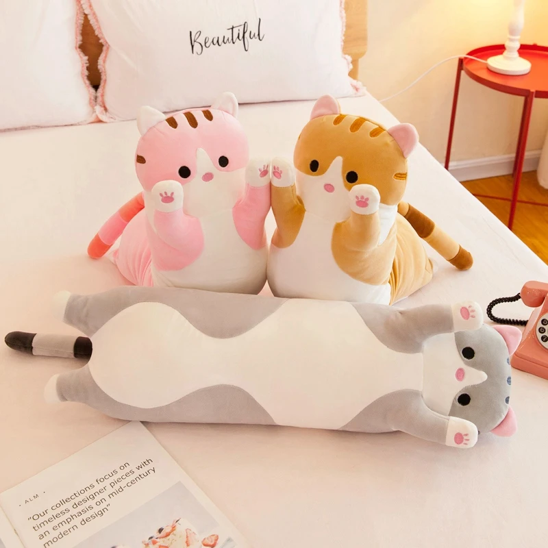 50-130CM Long Cat Plush Toys Cute Animal Cat Creative Long Soft Toys Office Break Nap Sleeping Pillow Stuffed Gift Doll for Kids
