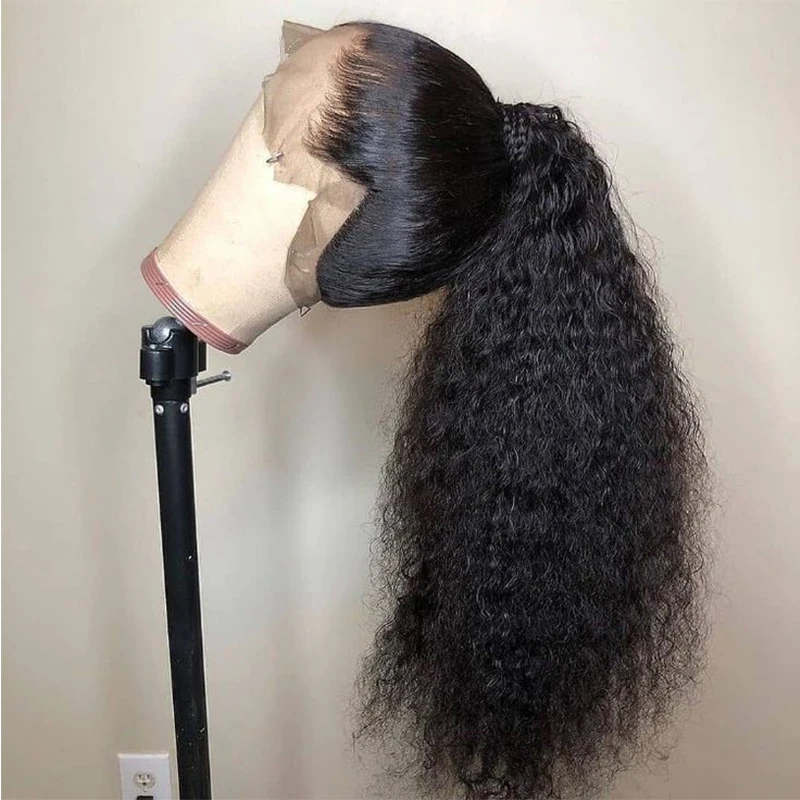 

Glueless 180Density Long Soft 26Inch Black Kinky Curly Lace Front Wig For Black Women Heat Resistant Preplucked Babyhair Daily