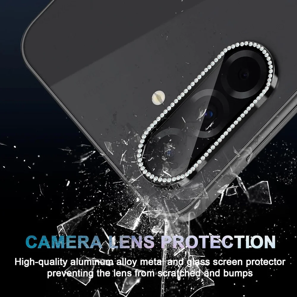 Diamond Camera Screen Protector with 9H Tempered Glass and Metal Lens Cap