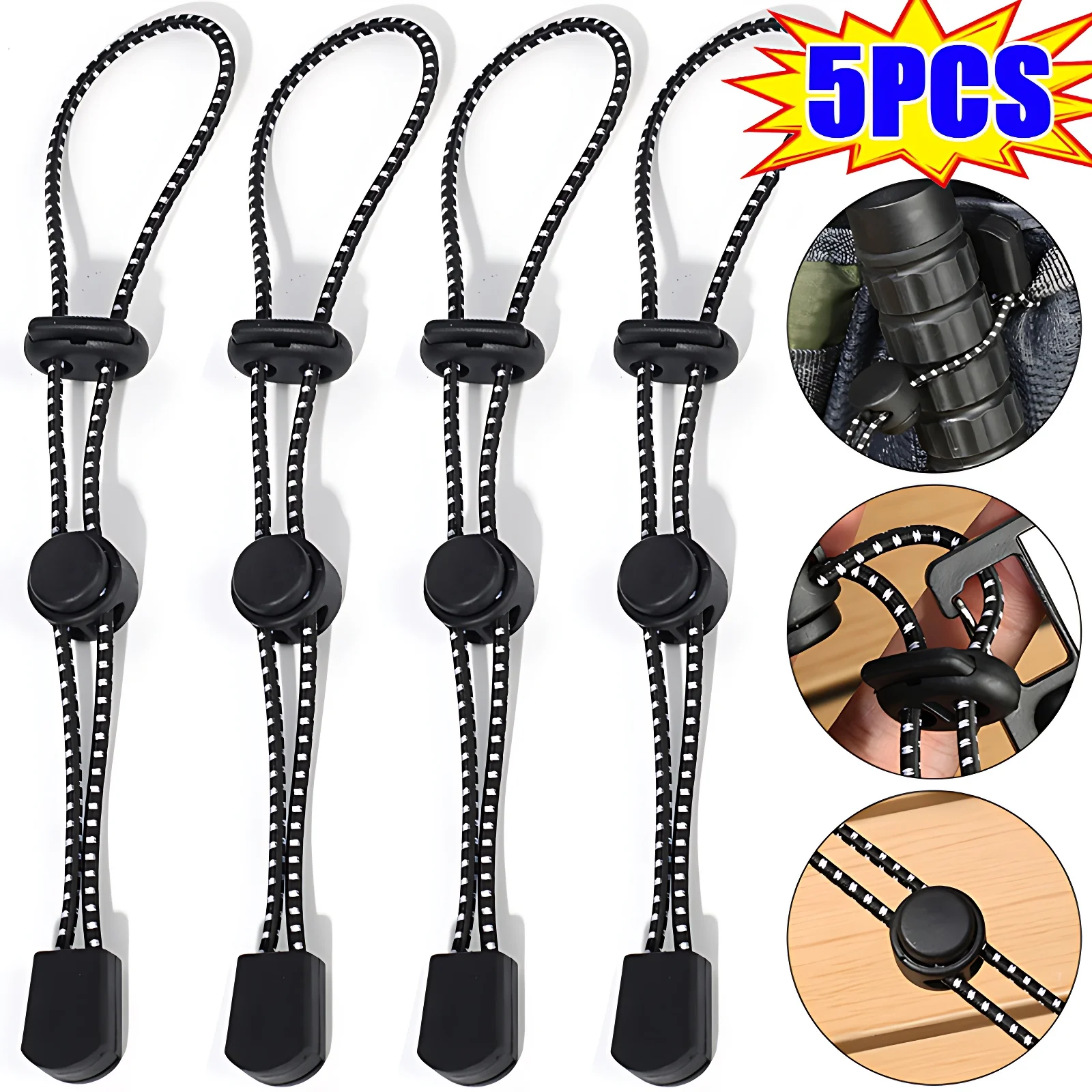Description Picture 2 of itemBackpack Rope Buckle Securing Fixing Hiking Stick Walking Pole Elastic Cord for Mountaineering Backpack Climbing Accessories