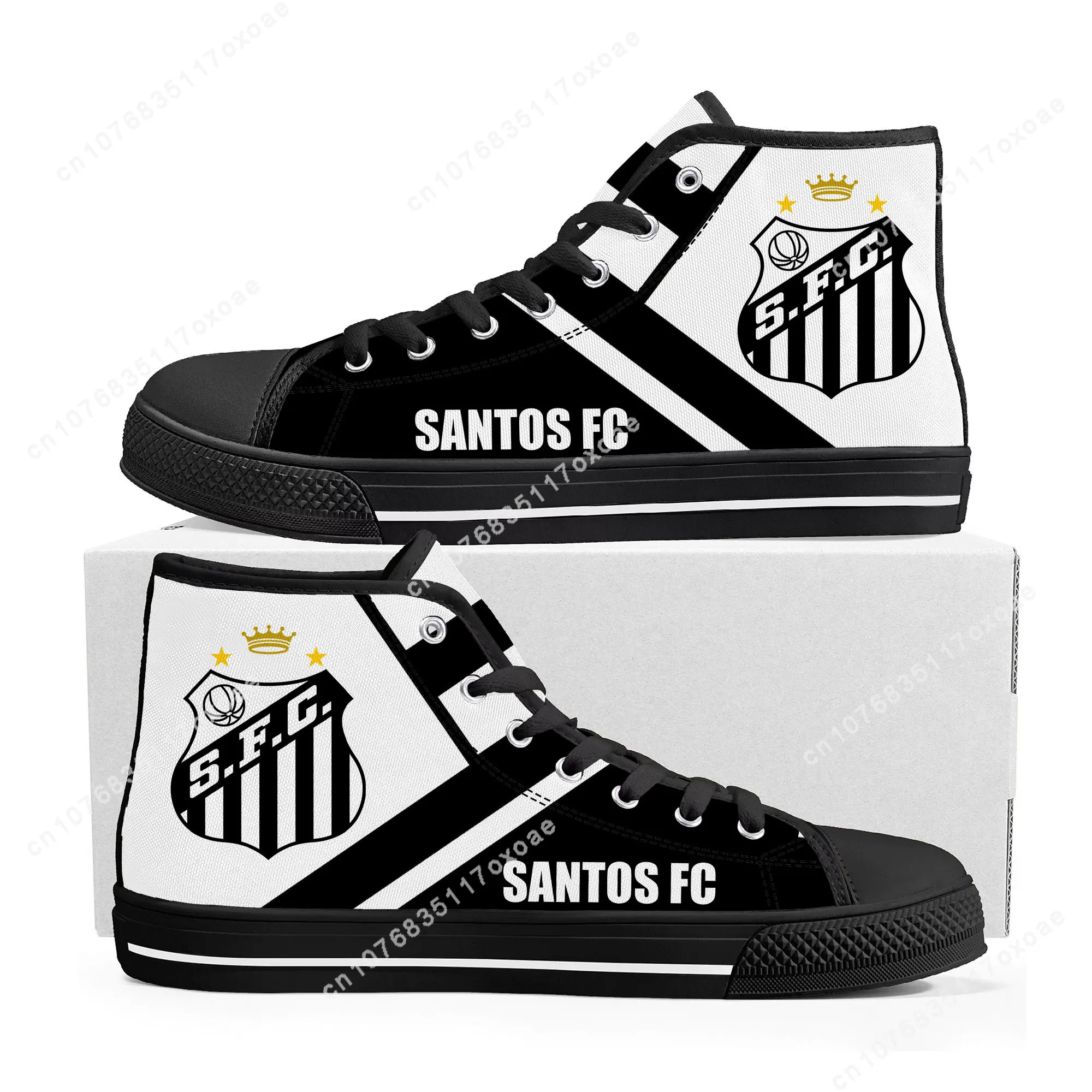 

Santos brazil football High Top Sneakers Mens Womens Teenager High Quality Canvas Sneaker couple Casual Shoe Customize Shoes