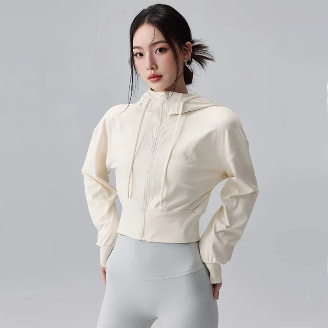 Women's Quick-Dry Loose jacket Hooded Fitness Coat Long Sleeve Sports Jacket for Running Yoga Training Tight Shirt Sport Jacke