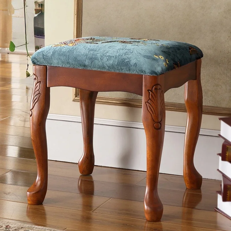 All Solid Wood Vanity Chair European Minimalist Room Stool for Piano Guzheng Living Room Sofa Furniture Elegant Durable
