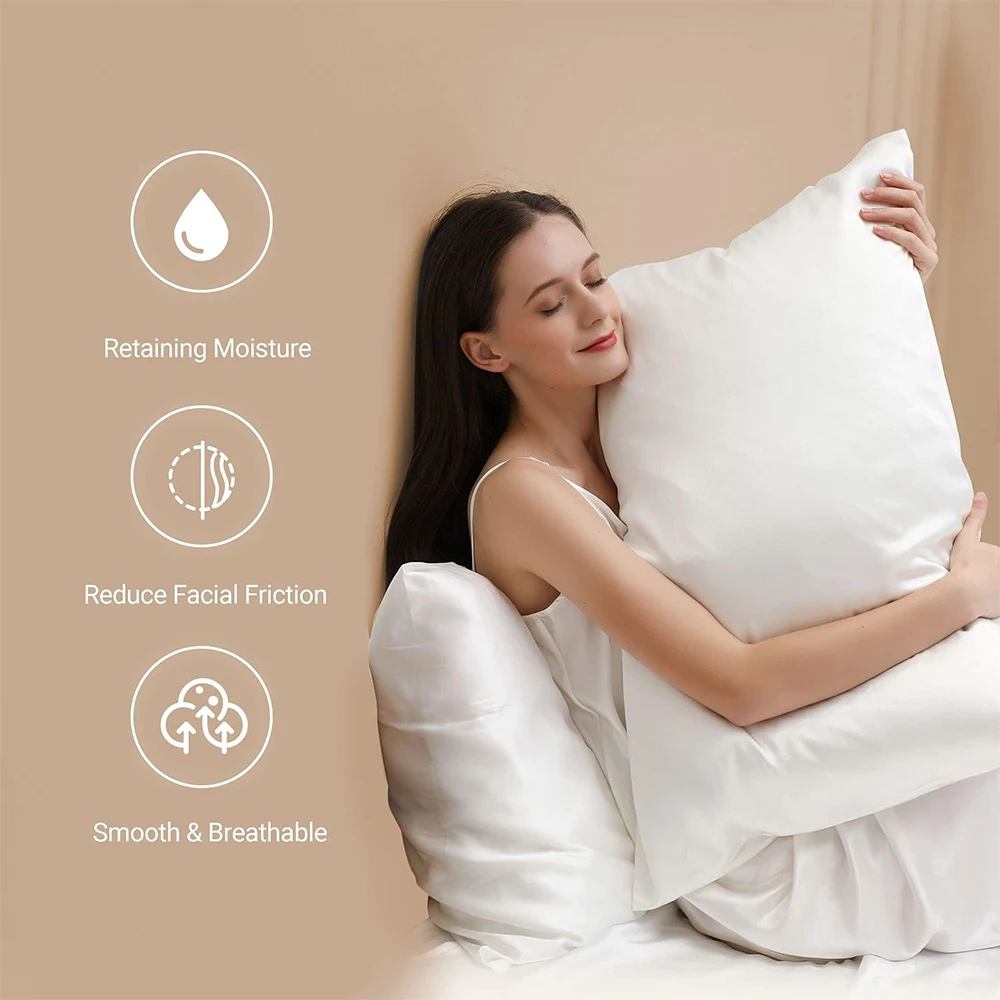 Luxurious 100% Pure Silk Pillowcase with Hidden Zipper - Soft & Breathable, Promotes Healthy Hair & Skin