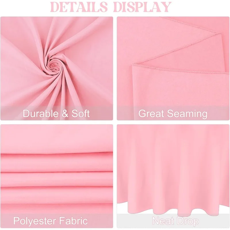 4 Pack Round Tablecloth 108 Inch Polyester Round Table Cloth Pink Tablecloths for Tables Washable Fabric Table Covers for