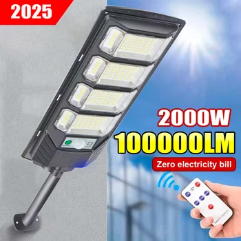 100000 LM 2000W/1500W/1000W Luce solare a led per esterni Potente sensore di movimento per esterni Lampada solare Lampada da giardino impermeabile 1