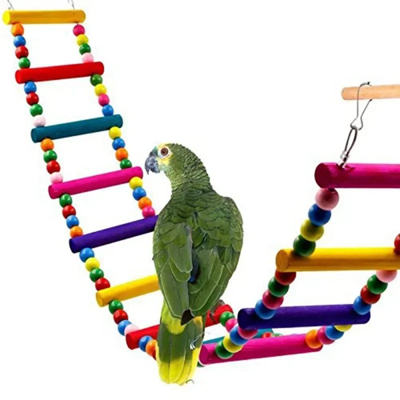 Bird Toys Set Swing Chewing Training Toys Small Parrot Hanging Hammock Parrot Cage Bell Perch with Ladder Pet Supplies 1pc